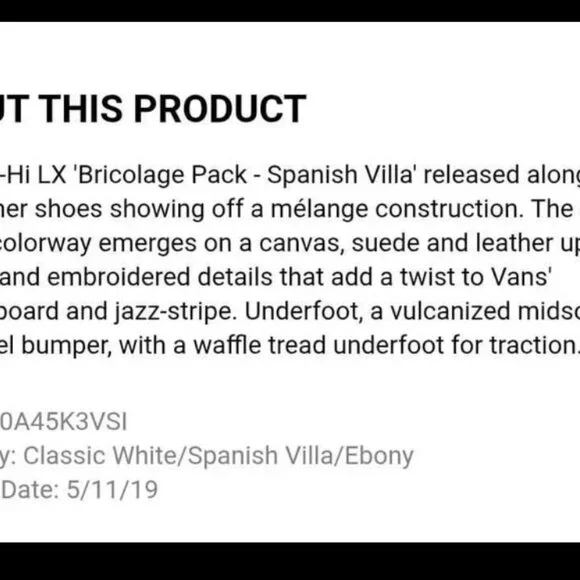 Van's SK8-Hi LX 'Bricolage Pack - Spanish Villa' | Men's 7, Women's 8.5 - Picture 6 of 7